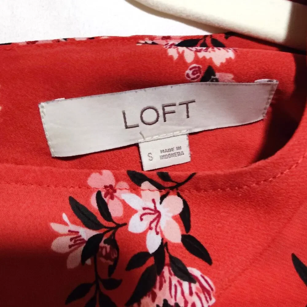 LOFT Ann Taylor Floral Blouse‎ Dusty Rose Romantic Cottagecore S